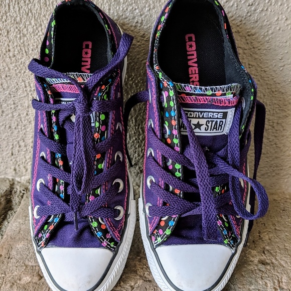 NWOT Purple Dotted Converse All Stars, Sz 6 - Picture 8 of 8